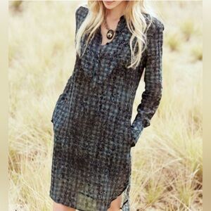 Peruvian Connection Sheer Plaid Dress EUC